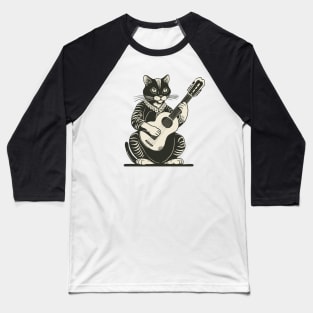 illustration of a vintage Cat playing guitar Baseball T-Shirt